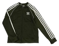 Khaki propínací sportovní mikina s logem Adidas