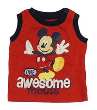 Červeno-tmavomodré tílko s Mickeym Disney