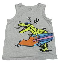 Šedé melírované tílko s dinosaurem Primark