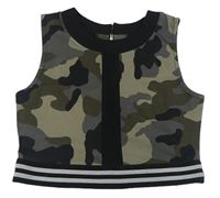 Khaki-černý army crop top River Island