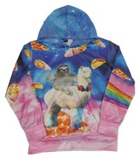 Modro-růžová mikina s lamou a kapucí zn. Funnycokid 