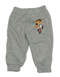 Šedé melírované tepláky s medvídkem 