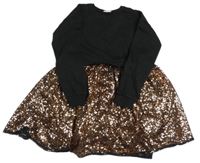 Černé teplákovo/síťované šaty s flitry 