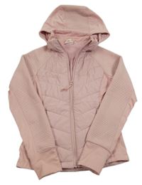 Světlerůžová šusťáková zateplená bunda s kapucí H&M