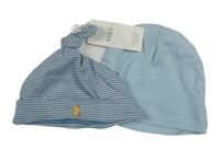 Nové - Světlemodrá + modro-bílá pruhovaná čepice M&S