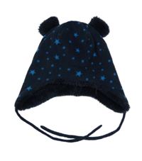 Tmavomodrá hvězdičkovaná fleecová čepice Topomini