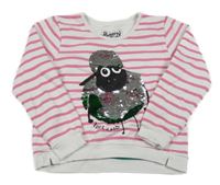 Bílo-růžová pruhovaná mikina s ovečkou 