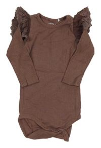 Vínové žebrované body s krajkovými volánky Name it 