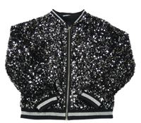 Černá sametová flitrová podšitá bunda M&s