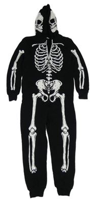 Černá tepláková kombinéza s kostrou a kapucí H&M