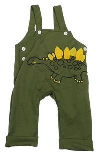 Khaki laclové tepláky s dinosaurem 