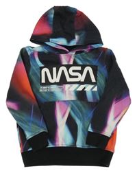 Barevná vzorovaná mikina s logem a kapucí Next