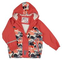 Růžovo-bílá nepromokavá bunda s labutěmi a kapucí Lupilu