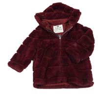 Vínová kožešinová podšitá bunda s kapucí F&F