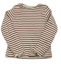 Vínovo-bílé proužkované triko Zara 