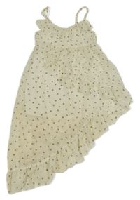 Smetanové kytičkované šifonové asymetrické šaty s motýlky H&M