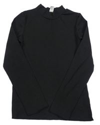 Černé žebrované triko s rolákem Tu