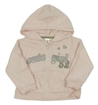 Světlerůžová propínací mikina s nápisem a kapucí C&A