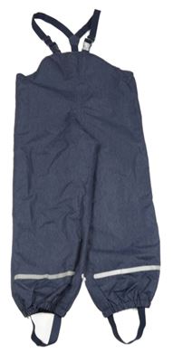 Tmavomodré šusťákové nepromokavé lacláče s reflexními pruhy TCM