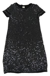 Černo-stříbrné flitrové šaty C&A