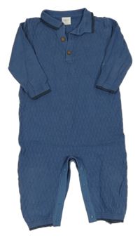 Modrý vzorovaný úpletový overal s límečkem Next