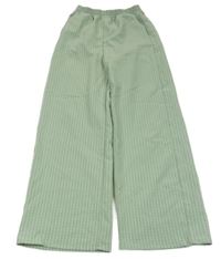 Světlezelené proužkované palazzo kalhoty H&M