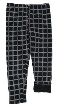 Černo-bílo-růžové kostkované zateplené legíny Impidimpi