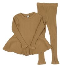 2set - Béžová žebrovaná tunika + legíny Shein