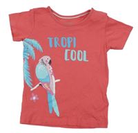 Růžové tričko s papouškem Lupilu 