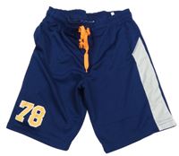 Tmavomodro-bílé sportovní kraťasy s číslem H&M