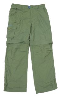 Khaki šusťákové outdoorové kalhoty s odepínacími nohavicemi Trollkids