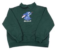 Tmavozelená crop oversize mikina se Stitchem a límečkem Zara