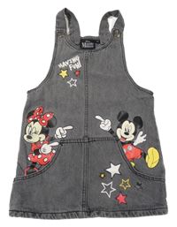 Šedé riflové šaty s Mickeym a Minnií Disney