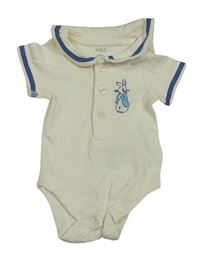 Smetanovo-námořnicky modré body s králíčkem - Peter Rabbit a límcem M&S