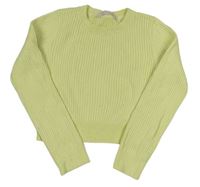 Světlezelený žebrovaný crop svetr John Lewis