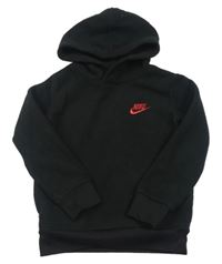 Černá fleecová mikina s logem a kapucí Nike