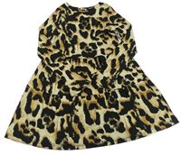 Smetanovo-hnědo-černé vzorované šaty šaty s volánky RIVER ISLAND