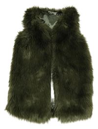 Khaki kožešinová podšitá vesta Next