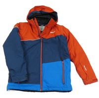 Tmavomodro-modro-červená melírovaná šusťáková zimní lyžařská bunda s kapucí Cygnus