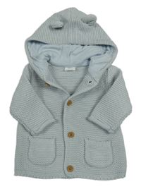 Světlemodrošedý propínací svetr s kapucí s oušky Next