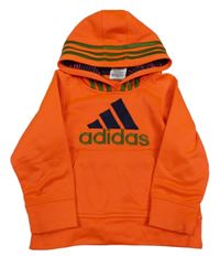 Křiklavě oranžová thermo mikina s kapsou a kapucí Adidas