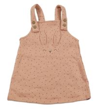 Pudrové puntíkaté teplé teplákové šaty se zajíčkem F&F