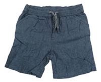 Tmavomodré melírované plátěné kraťasy Matalan