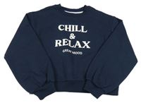 Tmavomodrá crop mikina s nápisy LA REDOUTE