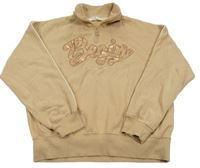 Světlehnědá oversize mikina s nápisem a pruhem H&M