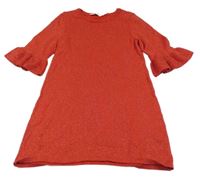 Červené melírované svetrové šaty se třpytkami a volánky H&M