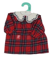 Nové - červeno-tmavomodro/zeleno-bílé kostkované šaty s límečkem PRIMARK