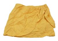 Tmavožlutá lněná sukně se všitými kraťasy ZARA