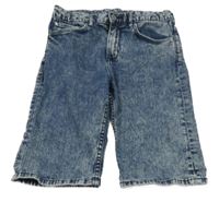 Tmavomodré plísňové teplákové riflové kraťasy H&M