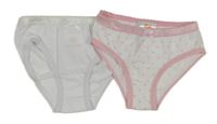 2x - Kalhotky s mašličkou - Bílé, bílo/růžové se srdíčky Kids